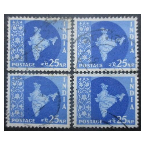 Inde N°80 X 4 Filigrane Étoile Oblitéré