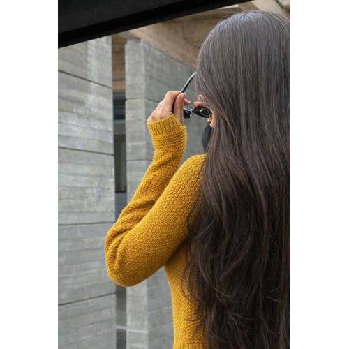 Pull Crochet Moutarde Fait Main – Pièce Unique S/M – Manches Mitaines Intégrées – Slow Fashion