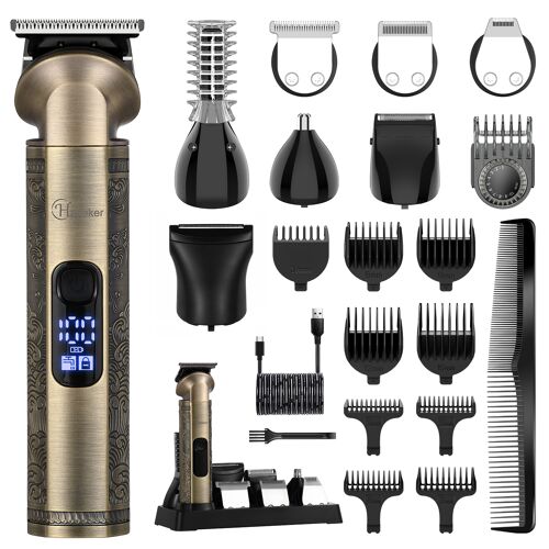 Tondeuse Cheveux Hatteker Ht-609 8 En 1 Kit De Tondeuse Tondeuse Barbe Etanche Bronze