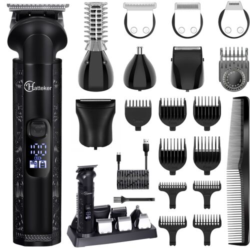 Tondeuse Cheveux Hatteker Ht-609 8 En 1 Kit De Tondeuse Tondeuse Barbe Etanche Noir
