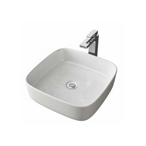 Vasque à poser - WASCHBECKEN24 - Carrée - Céramique blanche - 39x39x13 cm - Nanorevêtement lotus