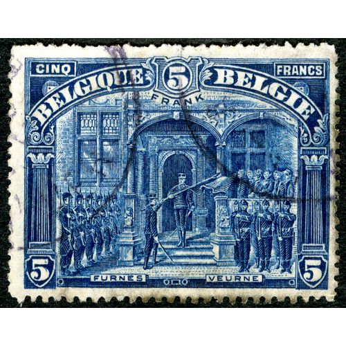 Timbre Oblitéré Belgique - België, Furnes, Veurne, Cinq Francs, 5 Frank