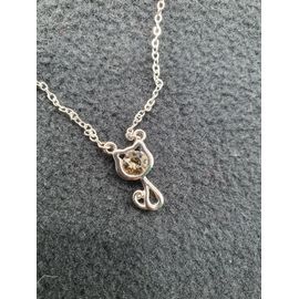 Pendentif Petit Chat Cristal Blanc Femme Swarovski