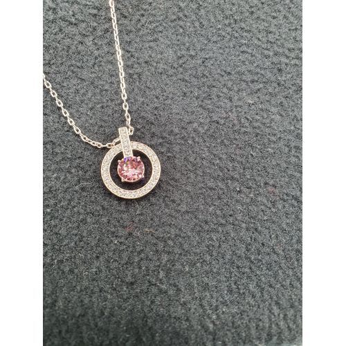 Pendentif Rond Cristal Rose Femme Swarovski