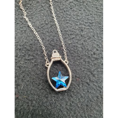 Pendentif En Forme De Flacon Cristal Etoile Bleu Femme Swarovski