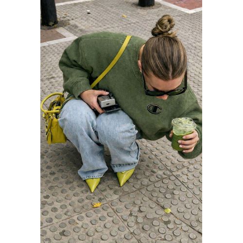 Sweat Champion Kaki Olive Logo Brodé – Taille S – Vintage Streetwear Unisexe