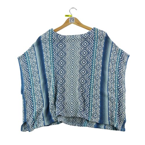 Reconditionné - Pull Femme Poncho En Lin Bleu - Taille S - Femme - Bleu