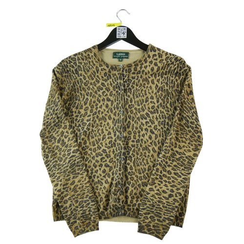 Reconditionné - Gilet Femme Leopard Print Cardigan - Taille M - Femme - Beige