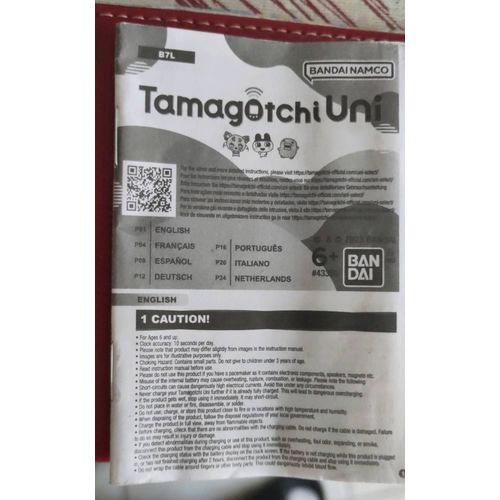 Notice pour Tamagotchi Bandaï Namco B7L 2023 à partir de 6ans en français anglais espagnol allemand portugais italien néerlandais Bandai product mode d'emploi seul pour une utilisation optimale