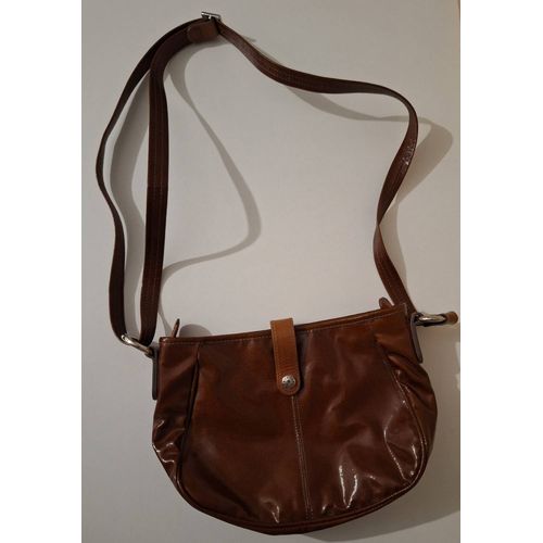 Sac à bandoulière marron brillant