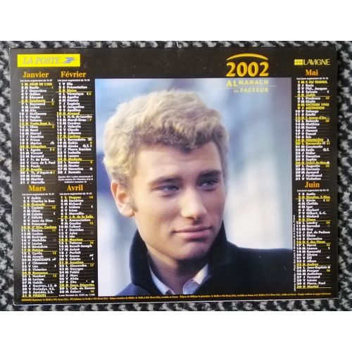 Almanach, Calendrier Du Facteur 2002. Johnny Hallyday/Sylvie Vartan.