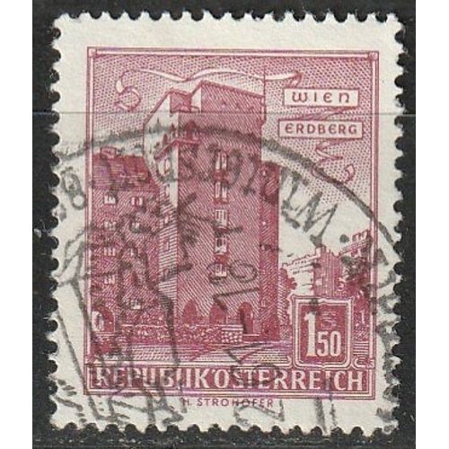 Série Monuments Et Bâtiments Autriche, Timbre Oblitéré. Rabenhof À Wien-Erdberg 1958 N° 872a