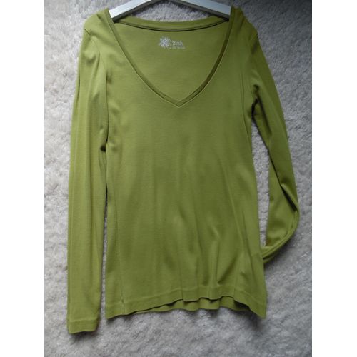 Haut Vert Femme Manches Longues Decollete En V Taille 36