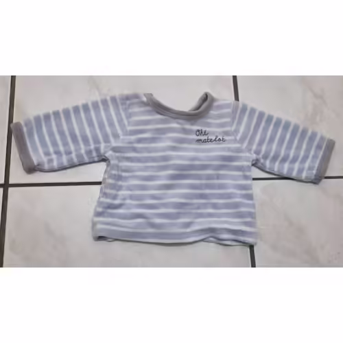 Pull Polaire Verbaudet Bleu Et Blanc À Rayure Garçon Taille 1 Mois