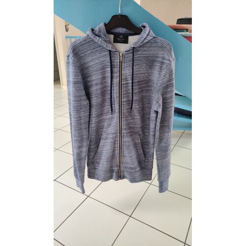 Gilet À Capuche Zippé Chiné Bleu Homme Taille 34 Marque : H&m