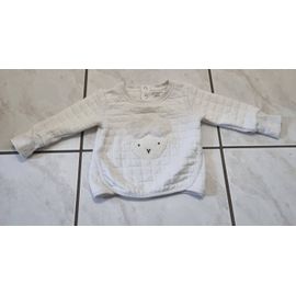 Pull Matelassé Blanc Tête Mouton Mixte Primark Taille 9 Mois