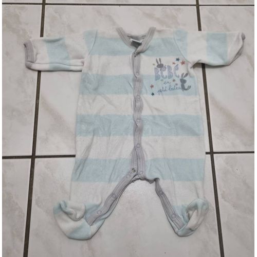Pyjama Dors Bien Petit Bateau Garçon Blanc Et Bleu À Rayure Taille 1 Mois
