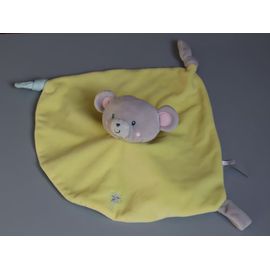 Doudou ours plat Gipsy jaune vert gris