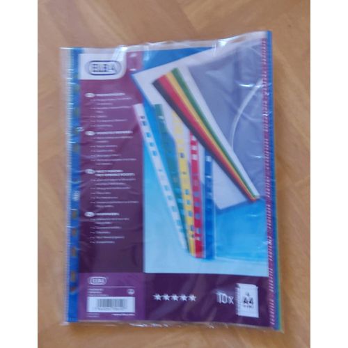 Lot De 10 Pochettes Perforées Avec Bord Coloré Format A4