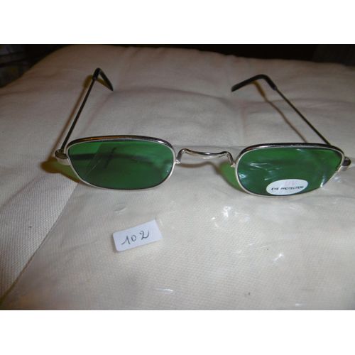 Lunette De Soleil Monture Métal Courbé Argentée Verres Teintés Verts Uv 400ce Farbel 102