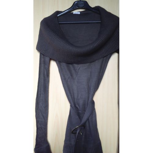 Jolie Tunique Femme Marron Avec Col Benitier + Ceinture Taille 36/38 Idée Cadeau