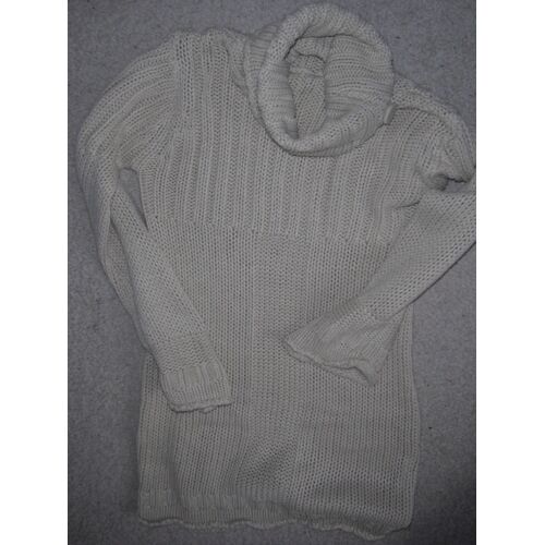 Très Jolie Robe / Tunique Femme A Mailles Blanc Cassé Avec Col Roulé Taille 36/38 Idée Cadeau