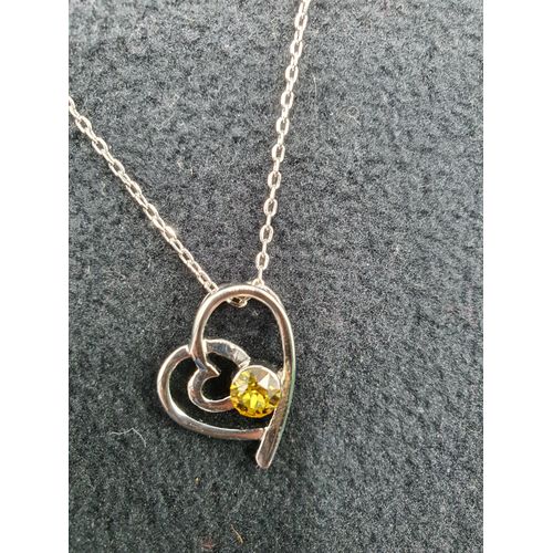 Pendentif Coeur Cristal Jaune Femme Swarovski