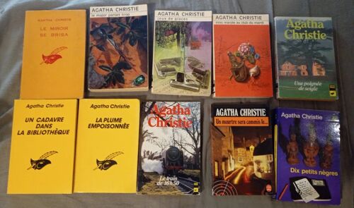 Lot 10 Agatha Christie 9 Miss Marple + 10 Petits Nègres Le Major Parlait Trop, Un Cadavre Dans La Bibliothèque, Le Train De 16h50, Une Poignée De Seigle, Le Miroir Se Brisa,Miss Marple Au Club