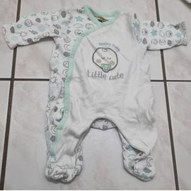 Pyjama Dors-Bien Garçon Blanc Et Bleu Ciel Smiley Taille 1 Mois
