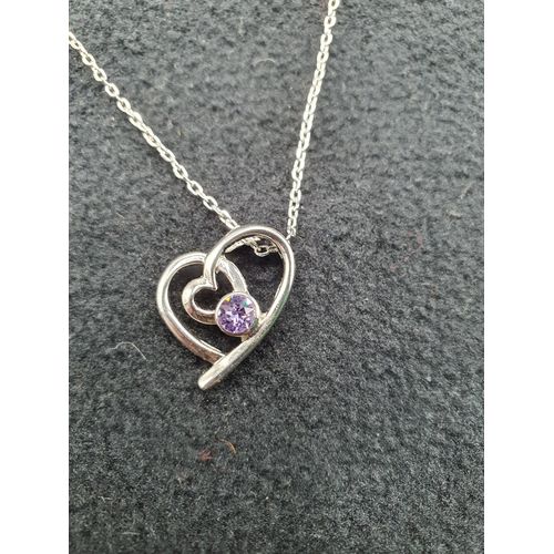 Pendentif Coeur Cristal Mauve Femme Swarovski