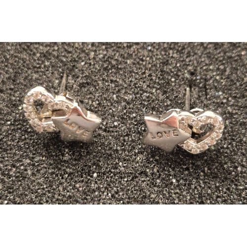 Boucles D'Oreilles Clous En Argent 925 Et Zircon Neuf