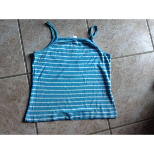 Débardeur Bleu Ciel Et Blanc Taille M
