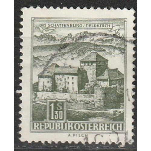 Série Bâtiments Autriche, Timbre Oblitéré. Schattenburg À Feldkirch 1967 N° 955ba