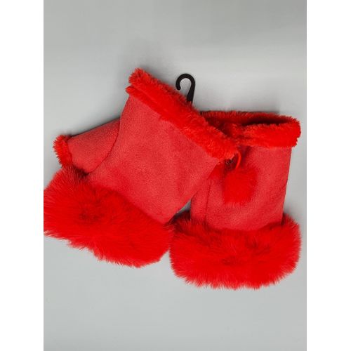 1 Paires De Gants Mitaines Rouge Suede Femme By Oceane Taille Unique