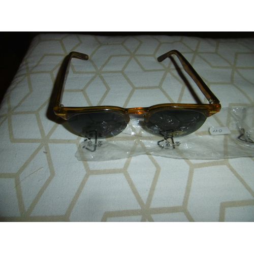 Lunette De Soleil Demi Cerclé Plastique Marron Marbré Verres Ronds 5cm Farbel 110