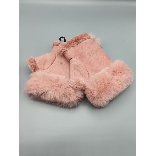 1 Paires De Gants Mitaines Rose Suede Femme By Oceane Taille Unique