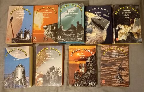 Lot 9 Jules Verne Le Rayon Vert, Le Chateau Des Carpathes, Autour De La Lune, Voyage Au Centre De La Terre, Les Indes Noires, Vingt Mille Lieues Sous Les Mers, Les 500 Millions De La Begum, De La Terr