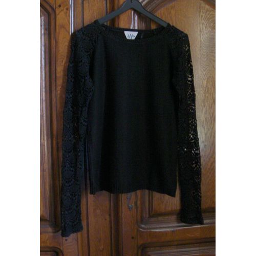 Pull Noir Dentelle Ikks - Taille M