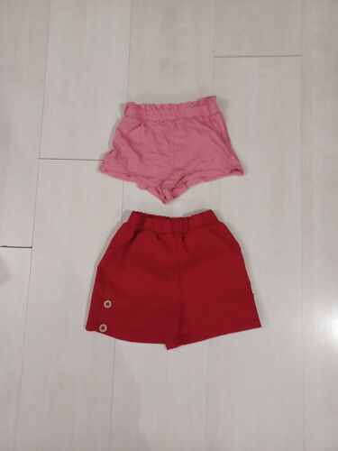 Lot De 2 Shorts Enfant,Rouge Et Rose, Taille 5 Ans