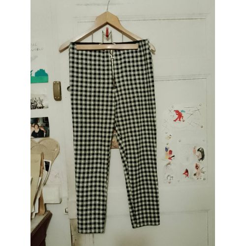 Pantalon A Carreaux Noirs/Blancs 38 M Zara.