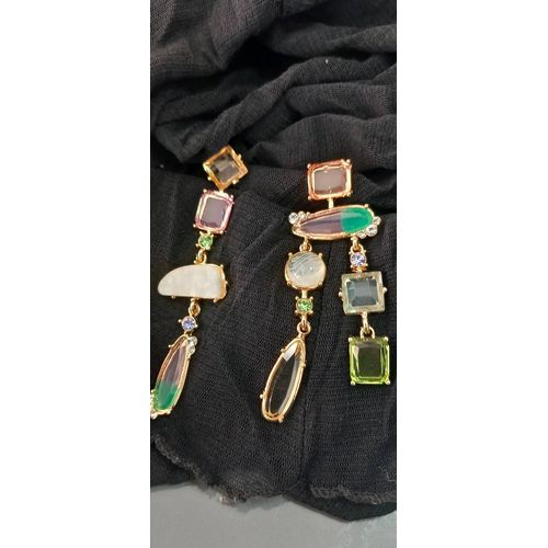 ​Boucles D'Oreilles Femme Asymétriques A72 - Strass Pastel - Bijoux Qualité Chic