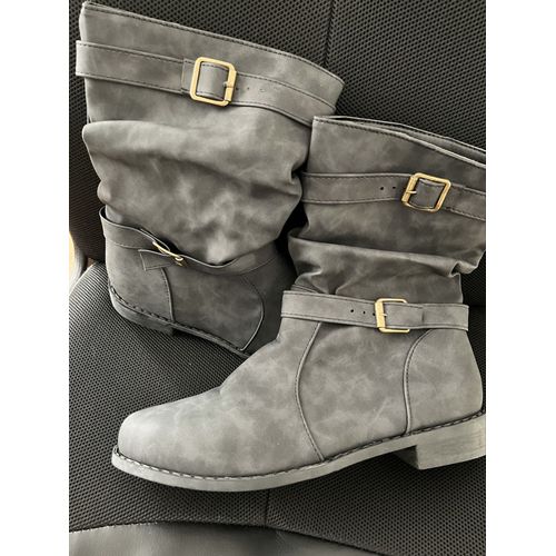 Paire De Bottes Femme Gris Foncé Taille 41 Tout Neuf Jamais Porté 