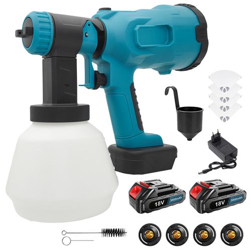 Pulvérisateur HVLP sans fil, pistolet pulvérisateur portable, équipé de deux batteries 3,0 Ah, quatre buses et un réservoir de 1 000 ml, pour une utilisation domestique/peinture/bricolage.