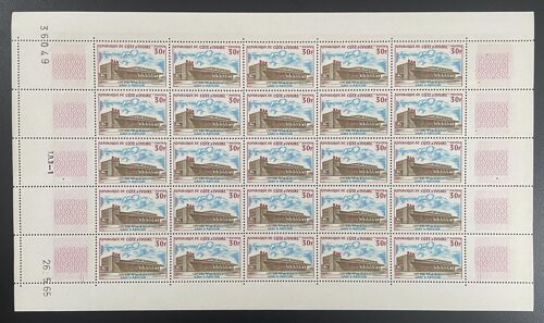 Cote D'ivoire 1965 Yt 236 Planche Sheet Gare D'abidjan Ran Architecture Train Station Bahnhof