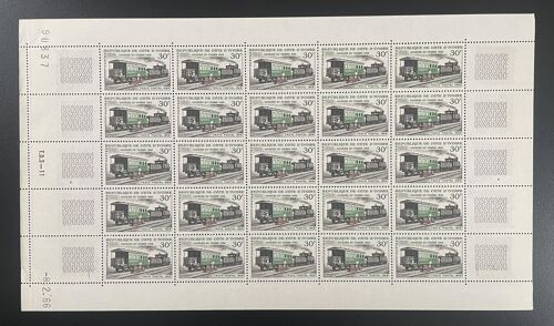 Cote D'ivoire 1966 Yt 243 Planche Sheet Train Postal 1906 Locomotive Wagon Chemin De Fer Railway Eisenbahn
