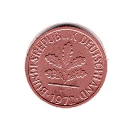 Allemagne Federale 1 Pfennig 1972 Fer Recouvert De Cuivre Ref Km 105 Poids 2.00 G Diametre 16.50 Mm Epaisseur 1.38 Mm