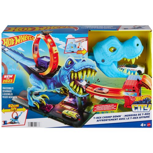 Hot Wheels City -L'Attaque du T-Rex-Coffret looping, 1 voiture incluse