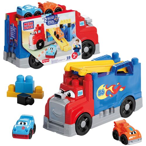 MEGA BLOKS -Camion Course et Construction-coffret avec 19 pièces