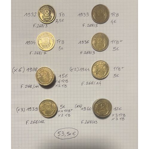 21 Pièces De 2 Francs Description 1932 À 1940