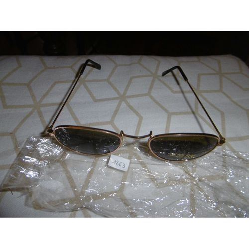 Luette De Soleil Monture Cerclé Fine Doré Verres Ovales Farbel 1263